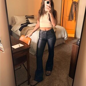 Viral edikted leather flare pants - black - size s